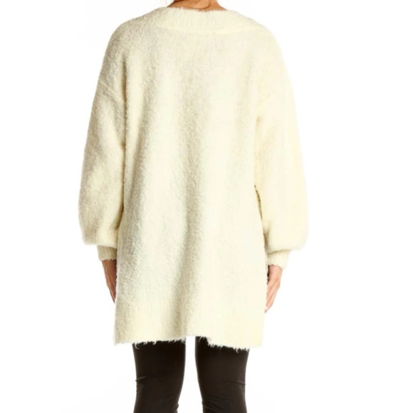 Pilcro Textured Bouclé Knit V-Neck Sweater Cream Women’s Medium - Picture 2 of 9